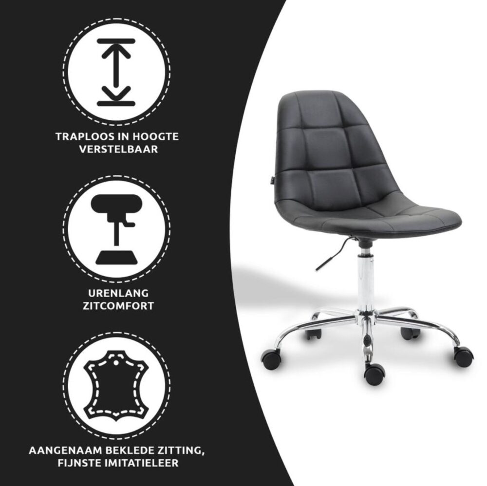Xairo Rome - Bureaustoel - Kunstleer - Zwart - Afbeelding 2