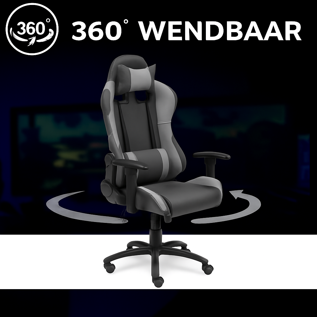 New York - Gamestoel – Bureaustoel – Grijs - Afbeelding 2